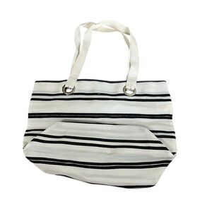 Striped Black & White Beach Tote Bag